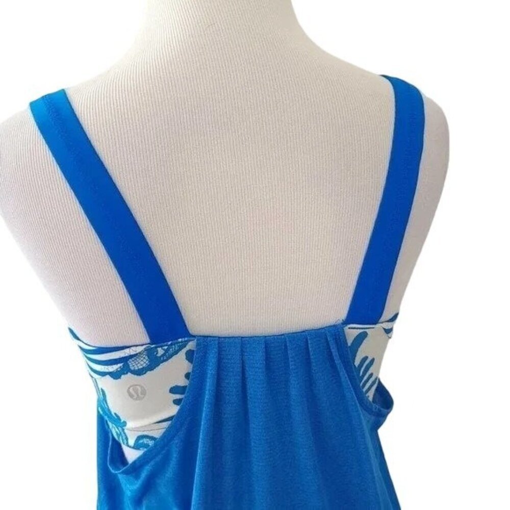 Lululemon Athletica Blue Floral Run Times Workout Tank Top - Picture 6 of 7
